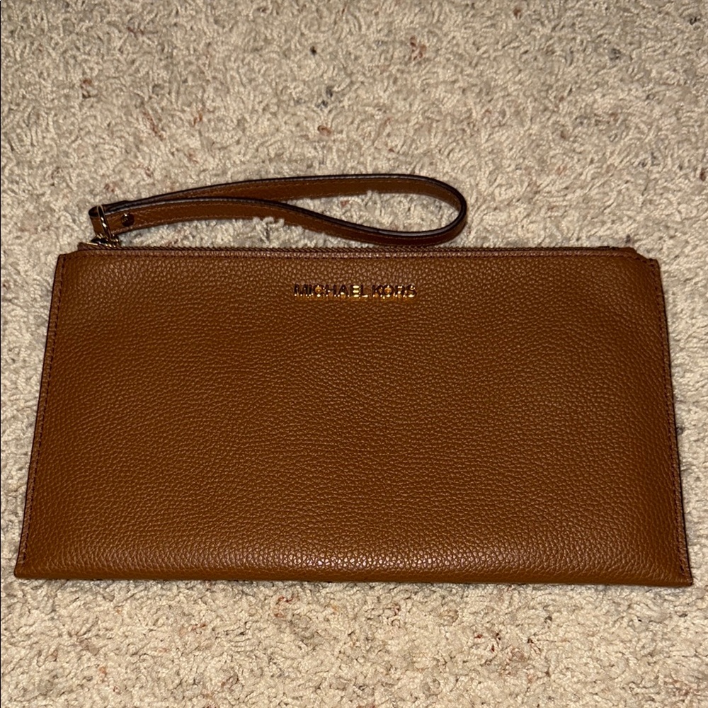 Michael Kors Brown Leather Wallet Pebbled Texture
